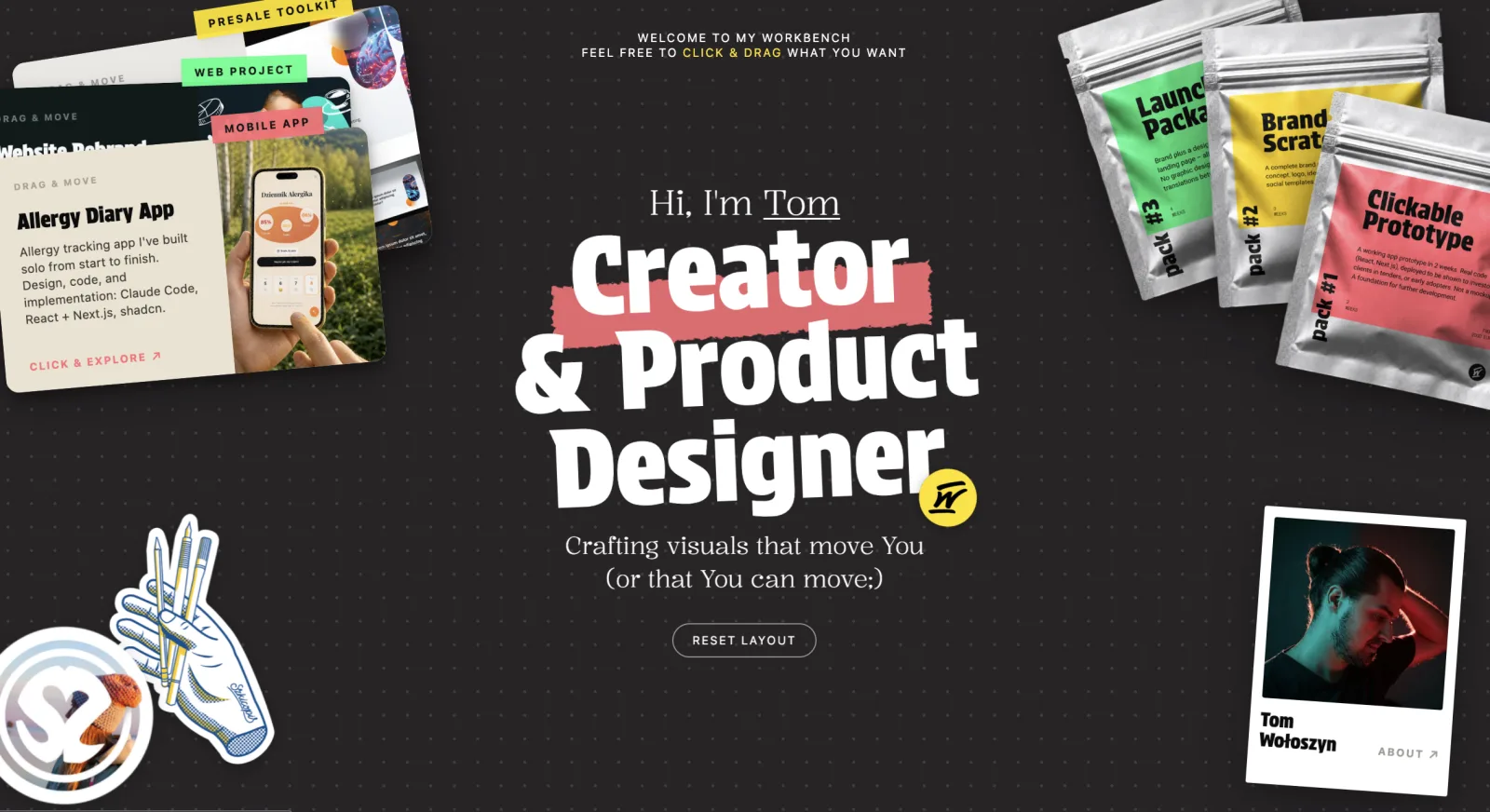 Screenshot of this portfolio one-pager - designed, coded and deployed solo.