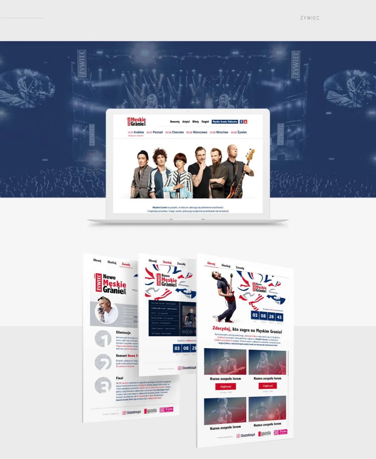 Żywiec - Męskie Granie 2014: campaign website and voting app for the "Nowe Męskie Granie" contest.